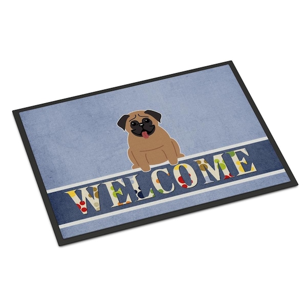 Carolines Treasures 18 x 27 in. Pug Brown Welcome Indoor or Outdoor Mat BB5586MAT - main